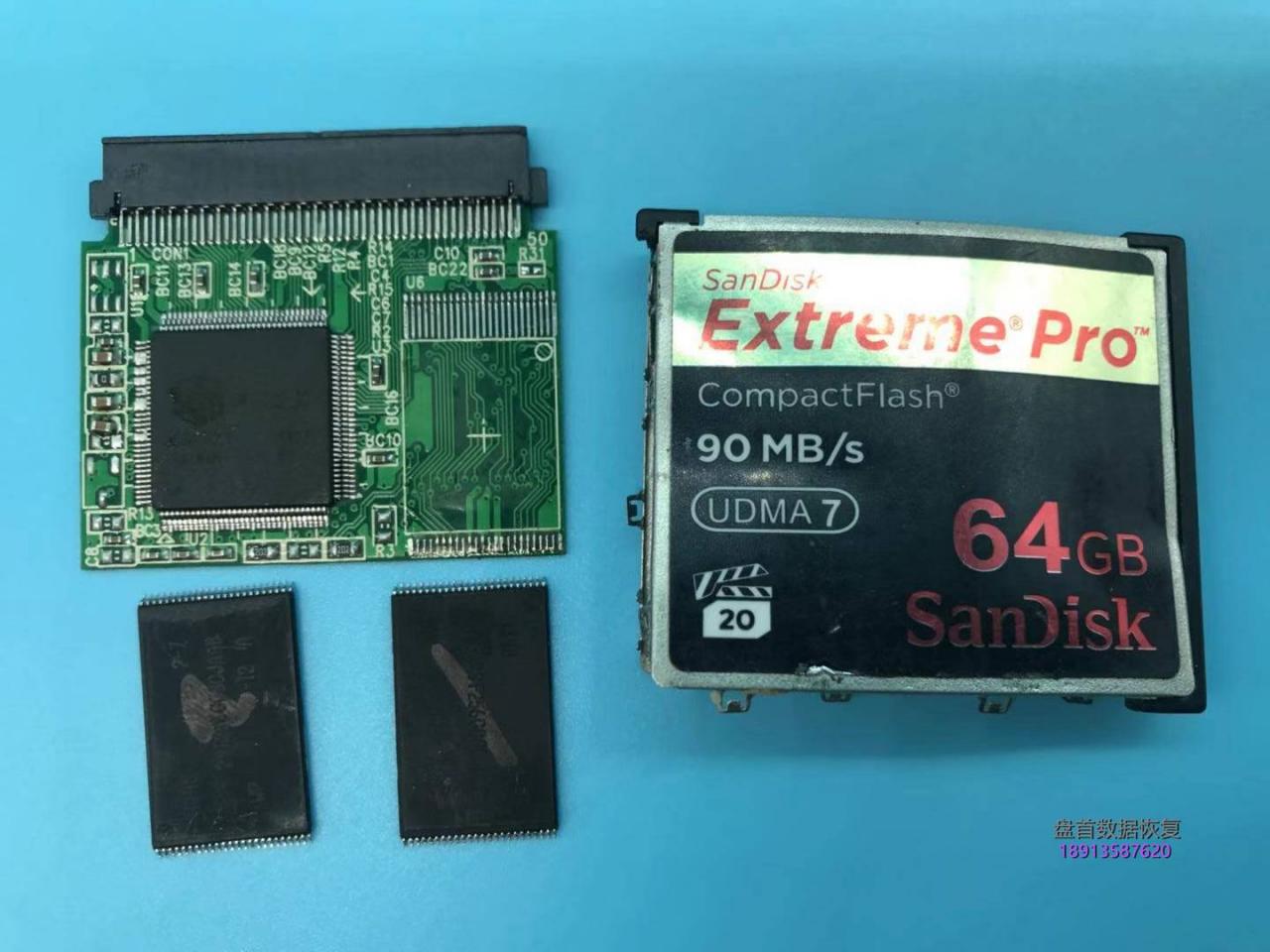 SM2232T主控SANDISK闪迪CF卡64G相机卡无法识别芯片级数据恢复成功
