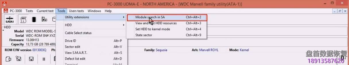 使用5. x版本PC3000 for HDD从SA构建ROM镜像WD Marvell硬盘驱动器上的数据与内部ROM