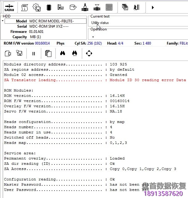 PC3000 for HDD. Western Digital西部数据硬盘30模块在锁定FBLite驱动器的情况下访问阻塞 PC3000 for HDD. Western Digital西部数据硬盘30模块在锁定FBLite驱动器的情况下访问阻塞