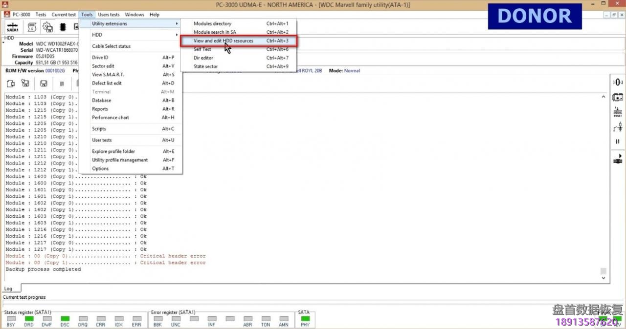 使用PC3000 for HDD对西部数据Western Digital Marvell系列硬盘的热交换过程 使用PC3000 for HDD对西部数据Western Digital Marvell系列硬盘的热交换过程