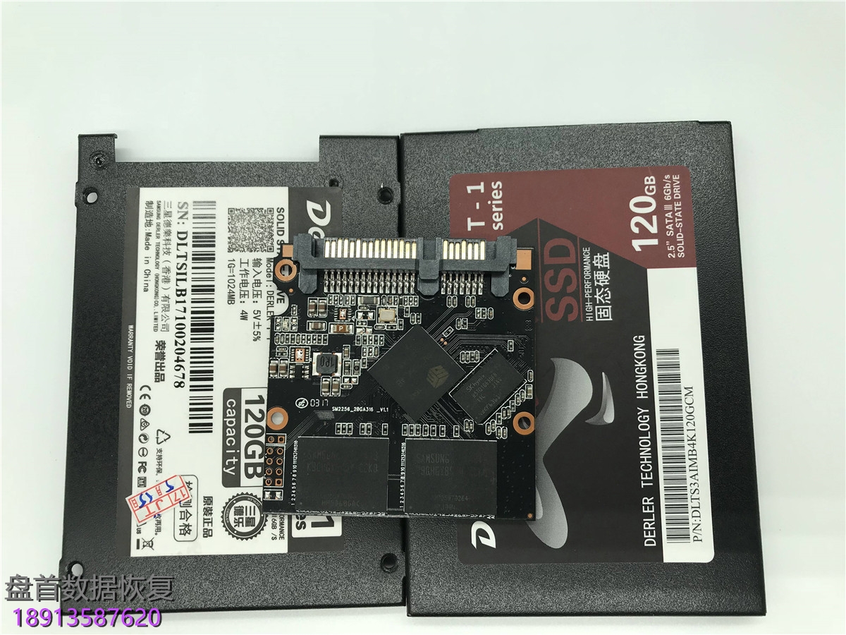 德乐120GSSD固态硬盘SM2256K主控SSD掉盘无法识别不读盘数据恢复成功