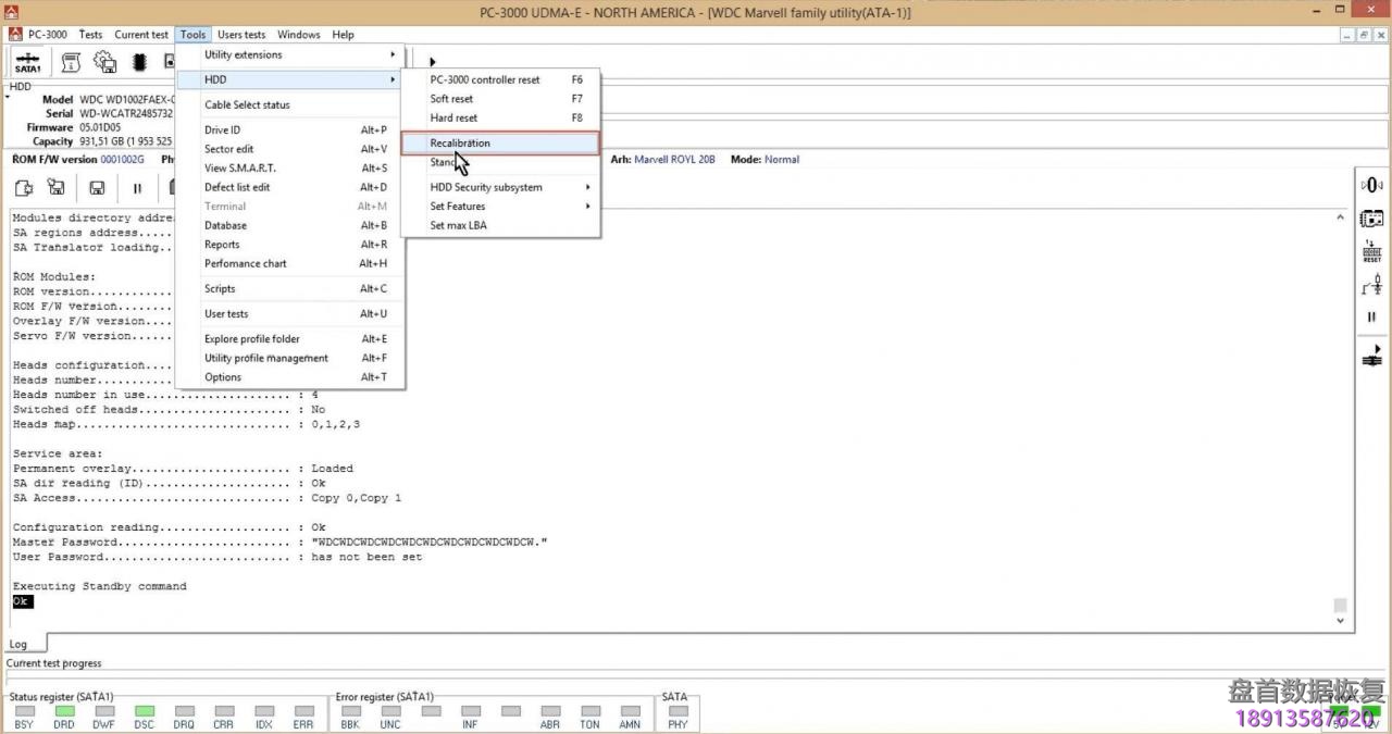 使用PC3000 for HDD对西部数据Western Digital Marvell系列硬盘的热交换过程 使用PC3000 for HDD对西部数据Western Digital Marvell系列硬盘的热交换过程