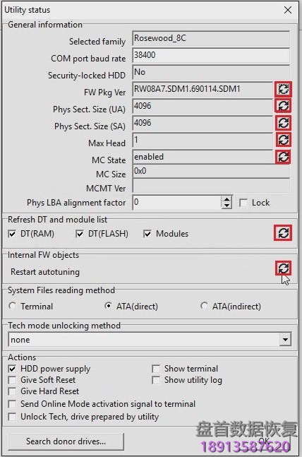 PC3000解锁Seagate F3 Rosewood家族ST1000LM035/ST2000LM007硬盘 使用PC3000解锁Seagate F3 Rosewood家族ST1000LM035/ST2000LM007硬盘的固件锁方法