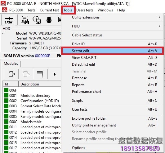 PC3000 for HDD WD Marvell硬盘数据恢复具体的诊断 PC3000 for HDD WD Marvell硬盘具体的故障诊断与检测修复