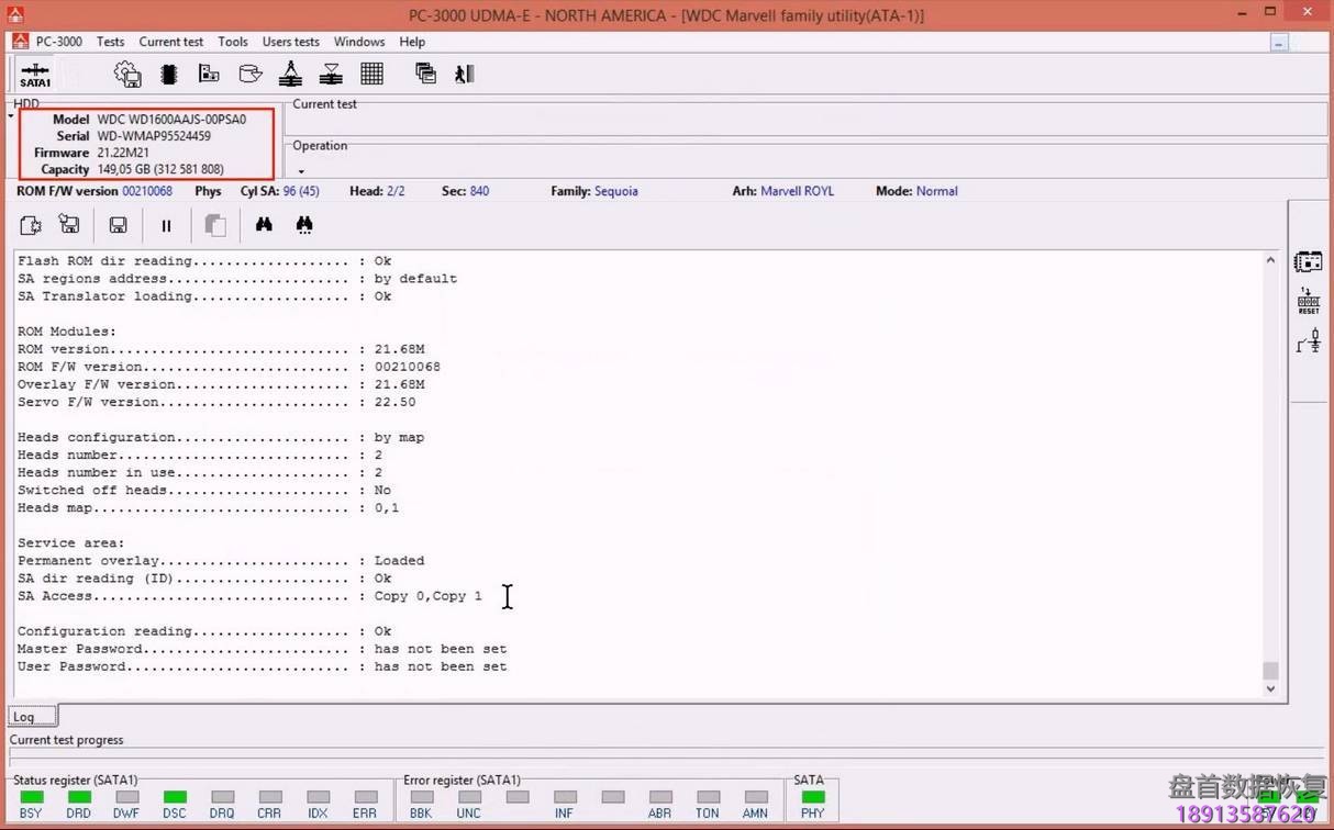 使用5. x版本PC3000 for HDD从SA构建ROM镜像WD Marvell硬盘驱动器上的数据与内部ROM