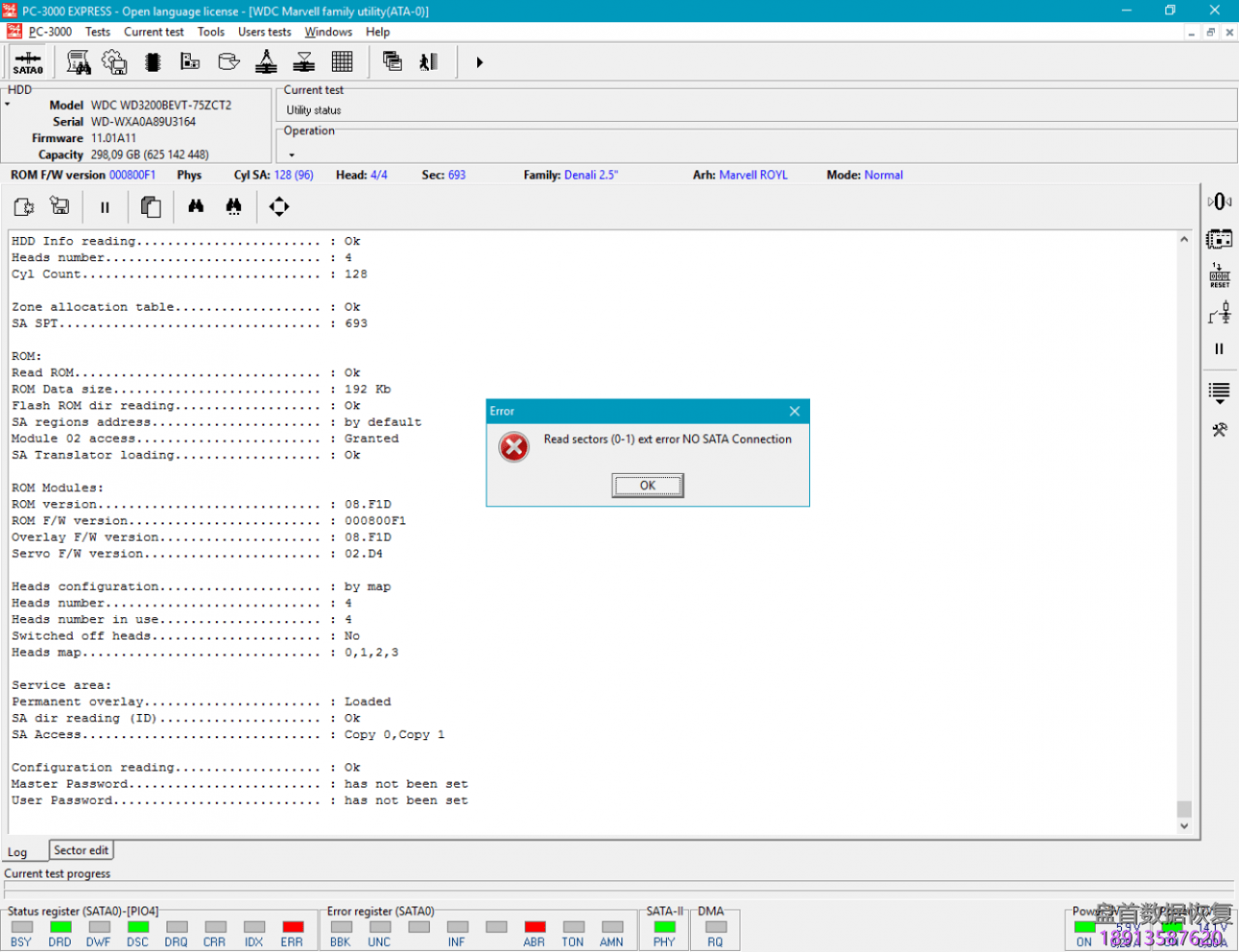 PC3000 HDD 非常规硬盘的数据恢复 （PS3 Slim）Playstation 3 Slim硬盘数据恢复