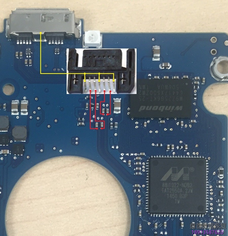 怎么将SATA接口焊接三星硬盘的USB电路板上?三星USB电路板转SATA的方法 三星移动硬盘的USB电路板转SATA的方法!怎么将SATA接口焊接三星硬盘的USB电路板上?