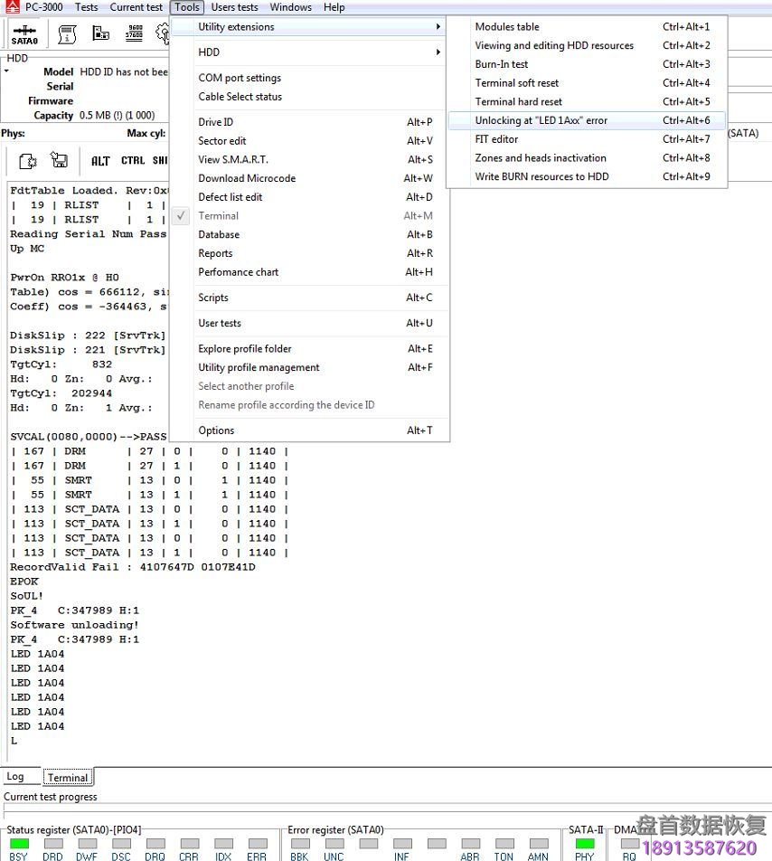如何使用PC3000解决三星硬盘LED 1A04错误，在磁头较弱的情况下获得快速的数据访问