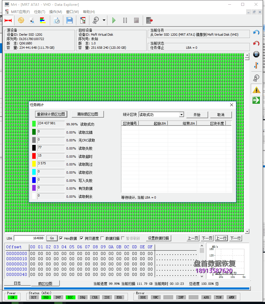 SM2258XT德乐120G固态硬盘掉盘不认盘无法读取数据恢复成功 SM2258主控掉盘无法识别不读盘德乐120GSSD固态硬盘数据恢复成功