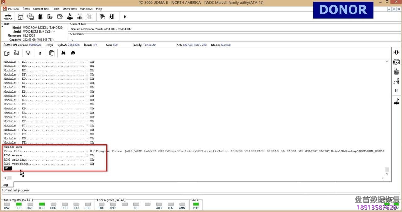 使用PC3000 for HDD对西部数据Western Digital Marvell系列硬盘的热交换过程 使用PC3000 for HDD对西部数据Western Digital Marvell系列硬盘的热交换过程