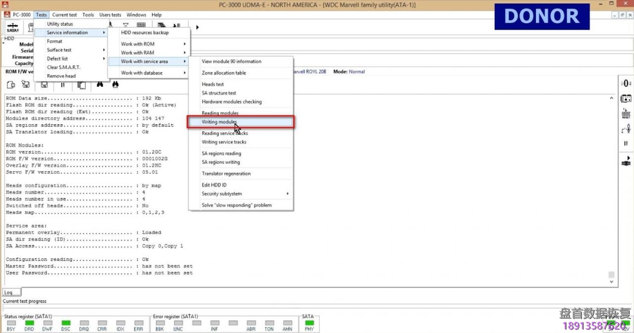 使用PC3000 for HDD对西部数据Western Digital Marvell系列硬盘的热交换过程 使用PC3000 for HDD对西部数据Western Digital Marvell系列硬盘的热交换过程