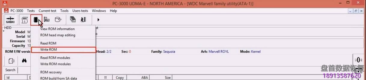使用5. x版本PC3000 for HDD从SA构建ROM镜像WD Marvell硬盘驱动器上的数据与内部ROM