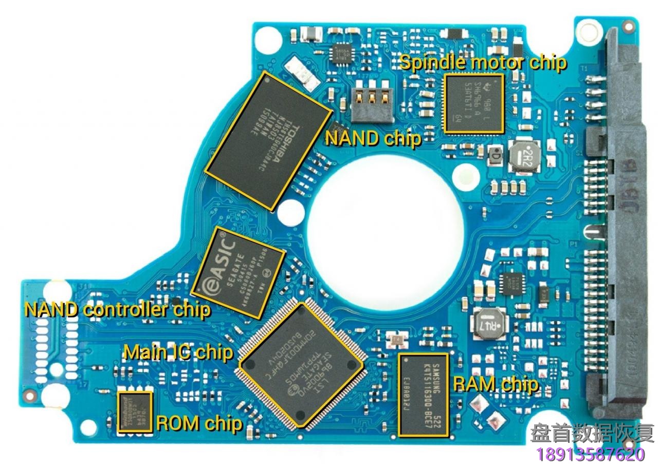 希捷SSHD混合硬盘NAND芯片故障,硬盘通电不转,数据恢复方案 ST500LM000,ST1000LM014希捷SSHD混合硬盘通电不转NAND芯片故障数据恢复方案