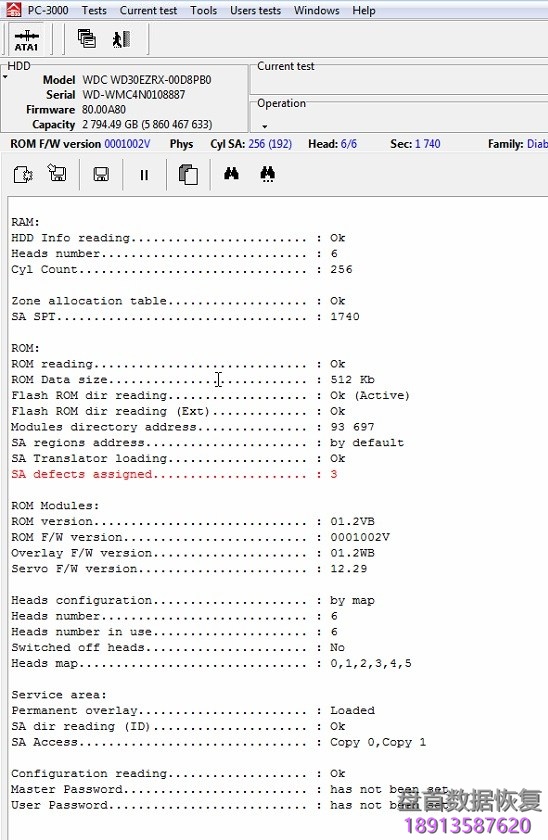使用PC3000 for HDD解决西部数据WD2.5″加密硬盘的SED问题