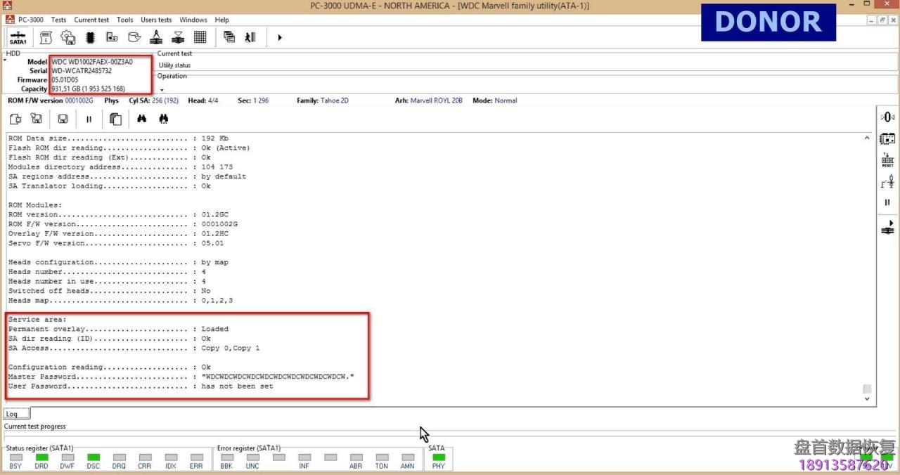 使用PC3000 for HDD对西部数据Western Digital Marvell系列硬盘的热交换过程 使用PC3000 for HDD对西部数据Western Digital Marvell系列硬盘的热交换过程