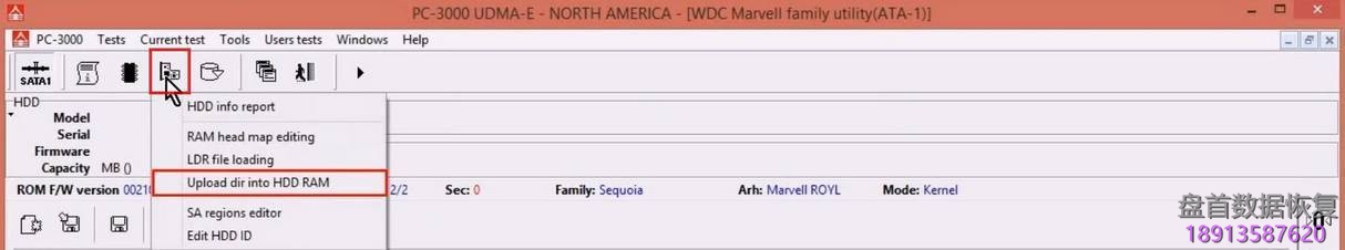 使用5. x版本PC3000 for HDD从SA构建ROM镜像WD Marvell硬盘驱动器上的数据与内部ROM