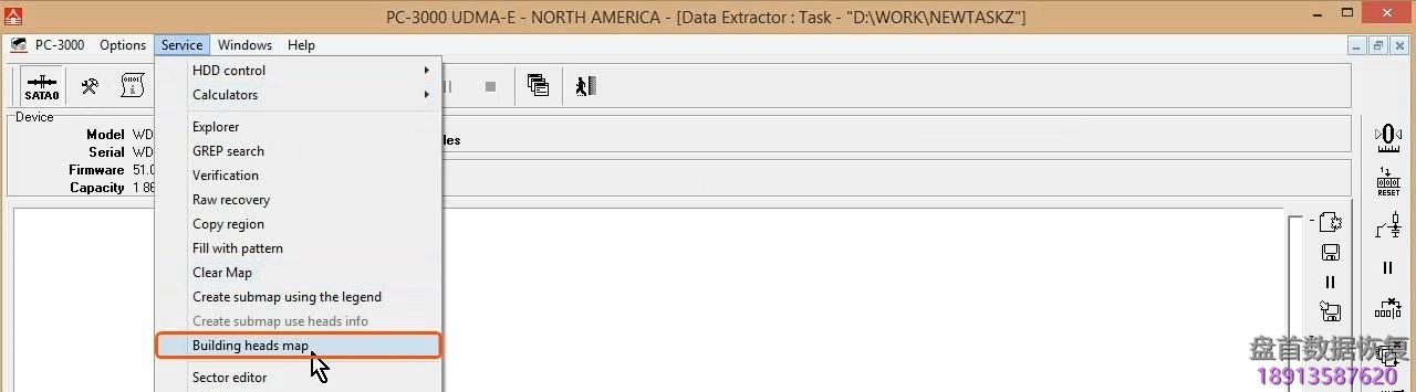 使用PC3000 for HDD在RAM中编辑西数硬盘的磁头位图,虚拟磁头恢复西数硬盘数据 使用PC3000 for HDD在RAM中编辑西数硬盘的磁头位图,虚拟磁头恢复西数硬盘数据