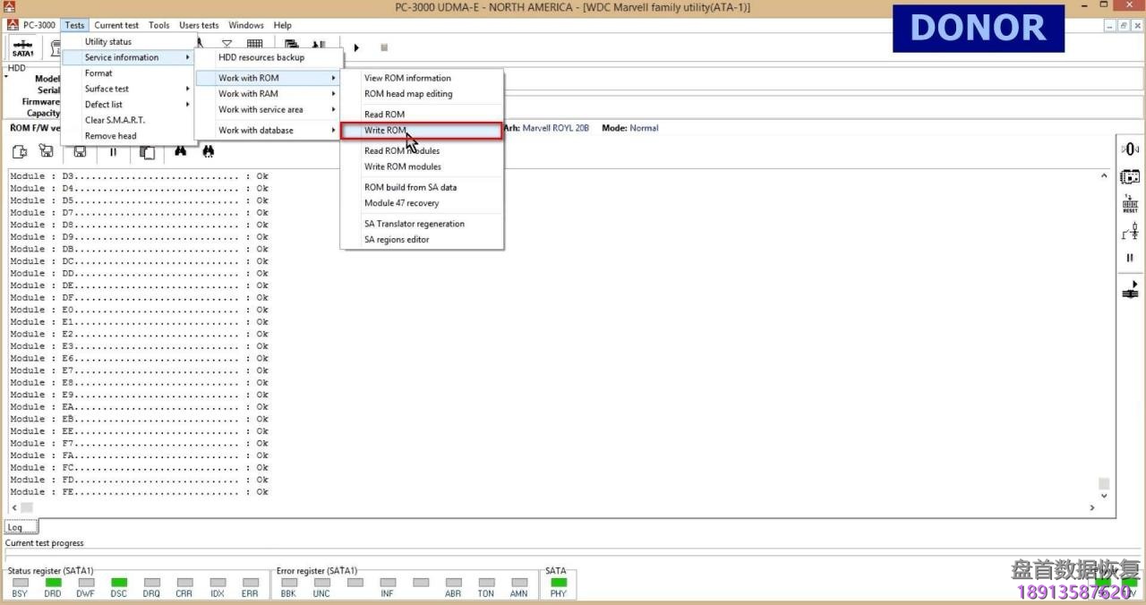 使用PC3000 for HDD对西部数据Western Digital Marvell系列硬盘的热交换过程 使用PC3000 for HDD对西部数据Western Digital Marvell系列硬盘的热交换过程