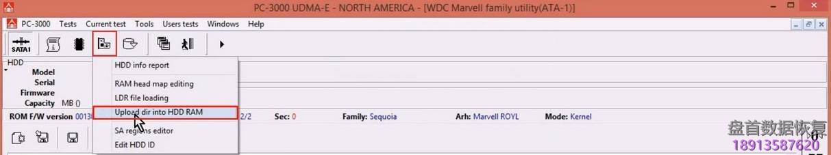 使用5. x版本PC3000 for HDD从SA构建ROM镜像WD Marvell硬盘驱动器上的数据与内部ROM
