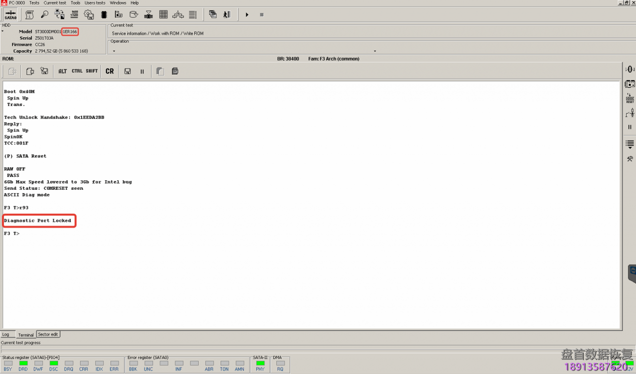 使用PC3000 for HDD 解锁Seagate F3固件区加密的硬盘 使用PC3000 for HDD 解锁Seagate F3固件区加密的硬盘