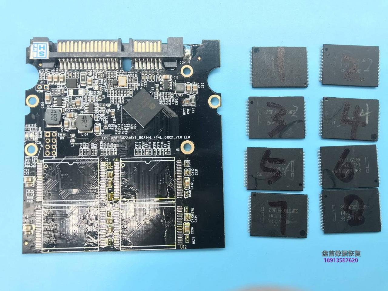 SSD固态硬盘芯片级数据恢复SM2246XT全盘跑黑块二次恢复成功BSY长忙无法识别情况不读盘
