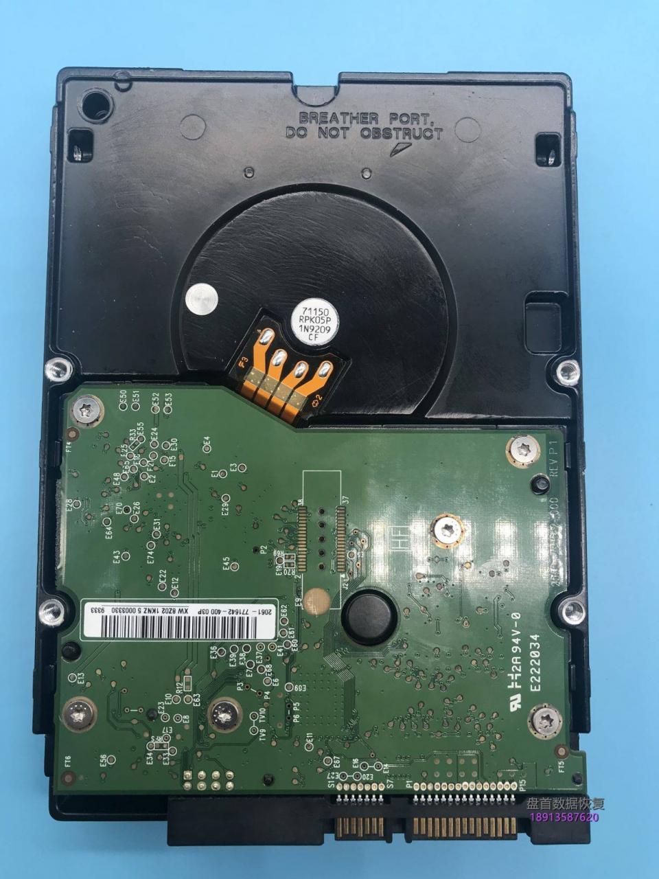 WD20EADS-00R6B0西部数据2TB台式机硬盘敲盘停转更换磁头开盘数据恢复成功