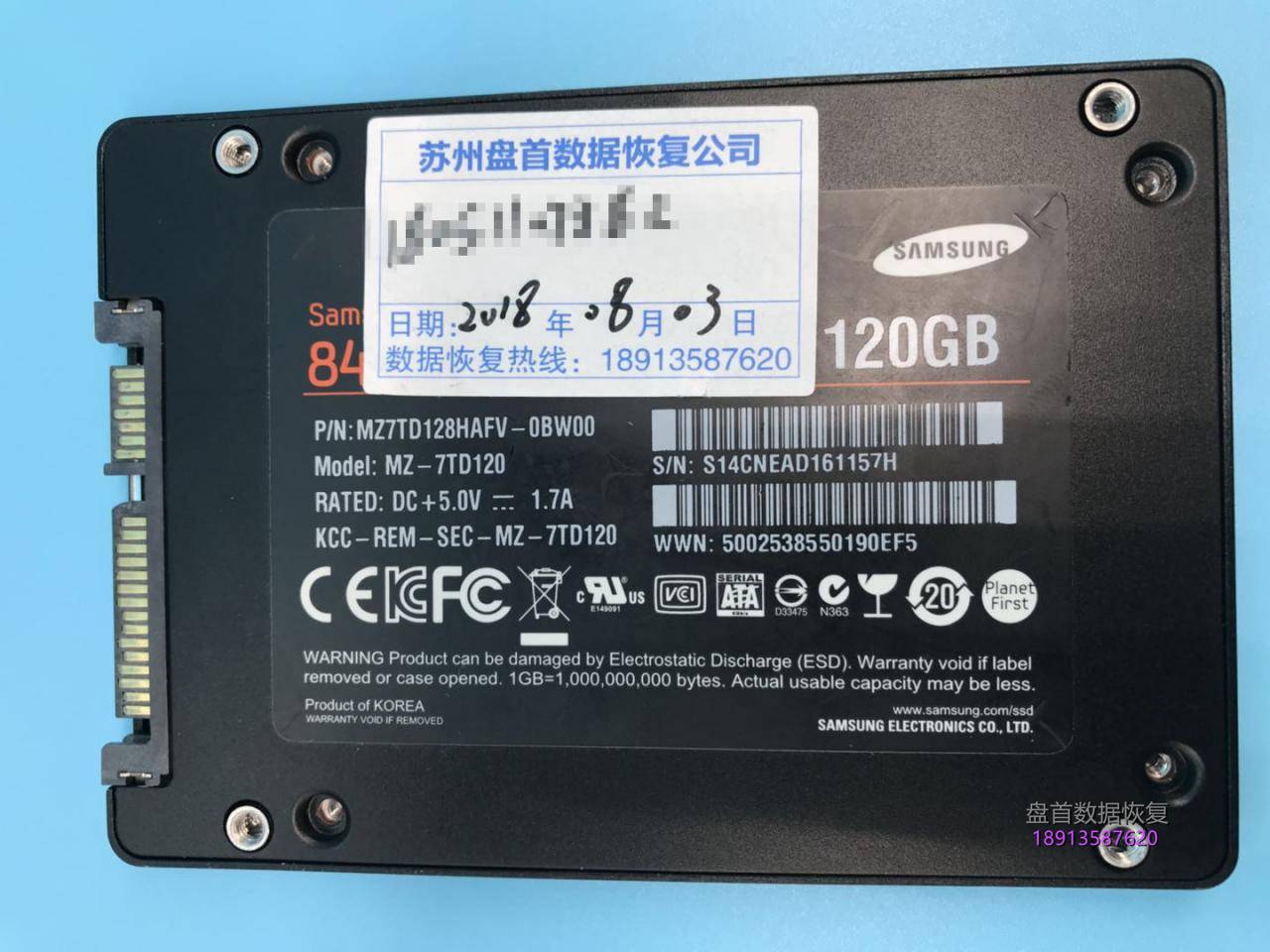 完美恢复三星840mz-7td120-ssd固态硬盘数据主控型号s4ln021x01-8030 完美恢复三星840MZ-7TD120 SSD固态硬盘数据主控型号S4LN021X01-8030
