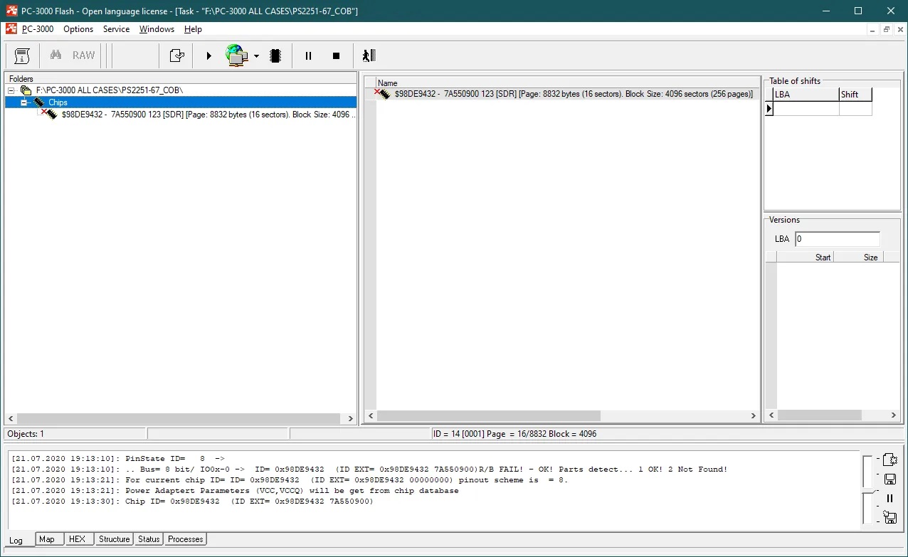 PC-3000 Flash如何将COB(黑牛屎芯片)的存储芯片从NAND闪存驱动器中恢复数据