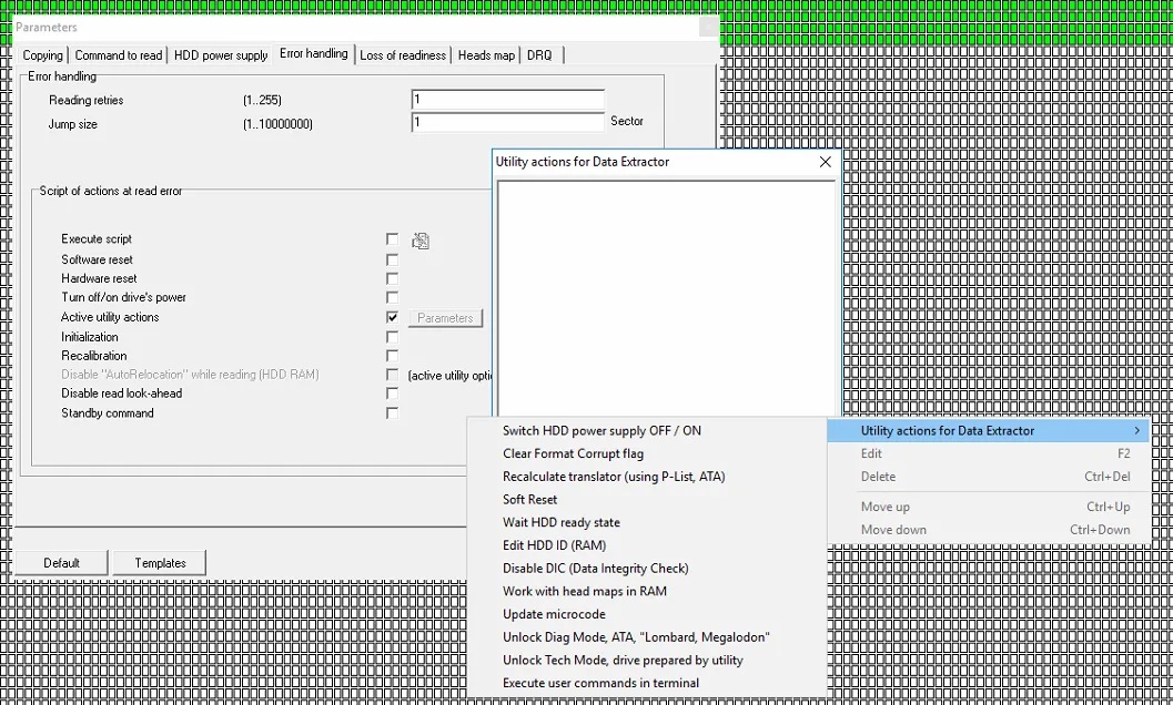 PC-3000的“活动实用程序”选项