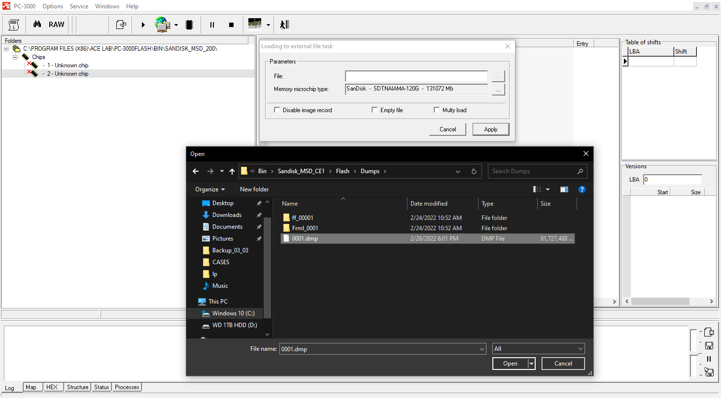 PC-3000 Flash恢复闪迪200GB TF卡
