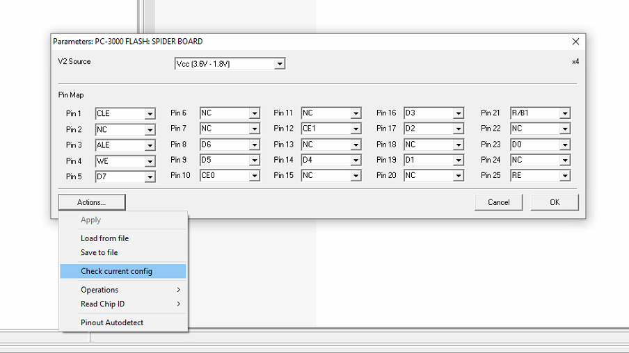 PC-3000 Flash蜘蛛板适配器单片总线线路的自动引脚序列检测
