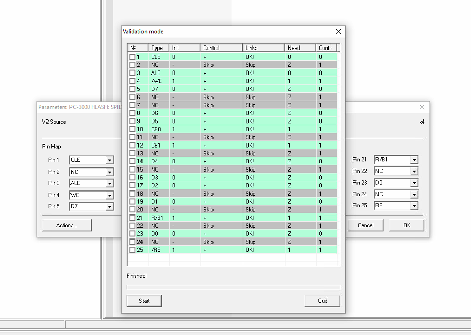 PC-3000 Flash蜘蛛板适配器单片总线线路的自动引脚序列检测